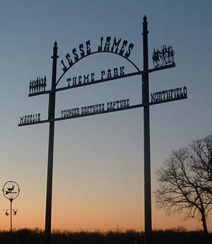 Jesse James Theme Park entry gate sign